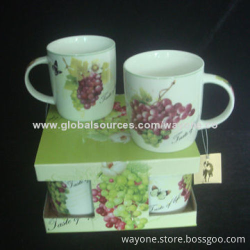 12oz mug with spoon, new bone china, rose design, elegant handle, for promotion